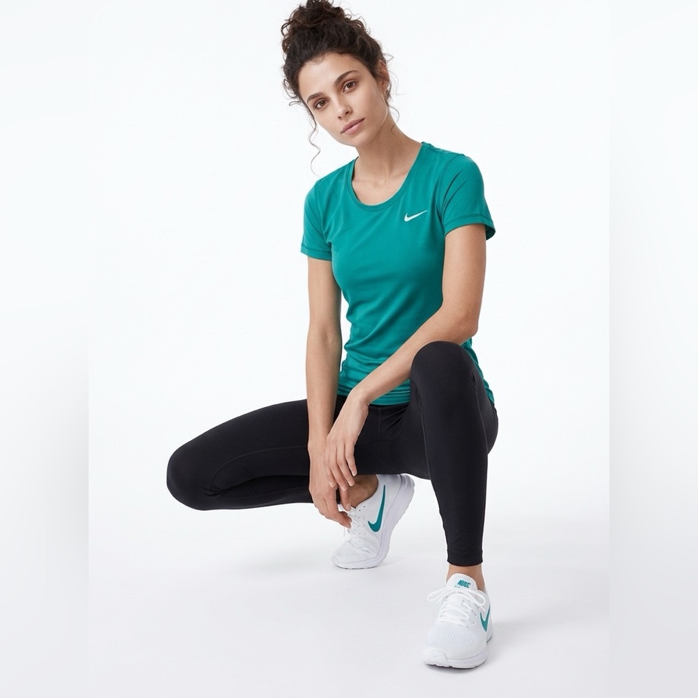 Nike Women's Teal Short Sleeve Performance Tee with White Swoosh